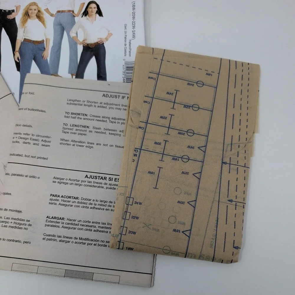 McCalls M5894 Palmer Pletsch The Perfect Jean‎ Sewing Pattern Size 18W-24W RR